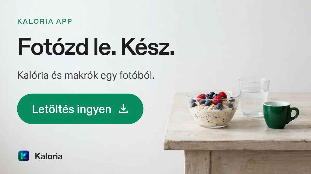 Kaloria – AI kalóriaszámláló app: fotózd le az ételt, a kalóriát és a makrókat az app számolja. Letöltés ingyen.