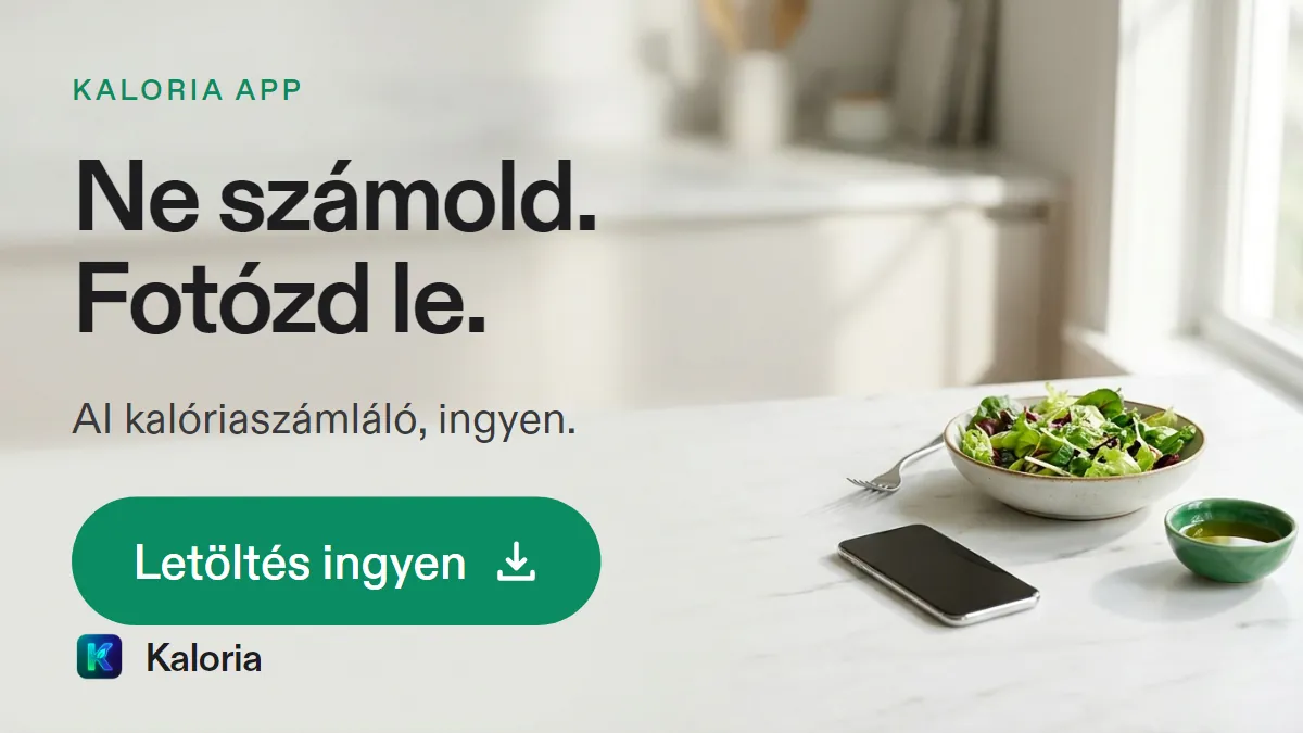 Kaloria – AI kalóriaszámláló app: fotózd le az ételt, a kalóriát és a makrókat az app számolja. Letöltés ingyen.